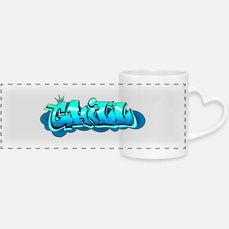 CHILL Graffiti Style – Cool & Urban - Panoramic mug with heart handle - white