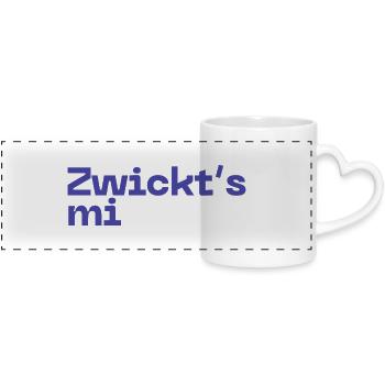 Zwickt's mi - Austropop - Panoramic mug with heart handle - white - Front