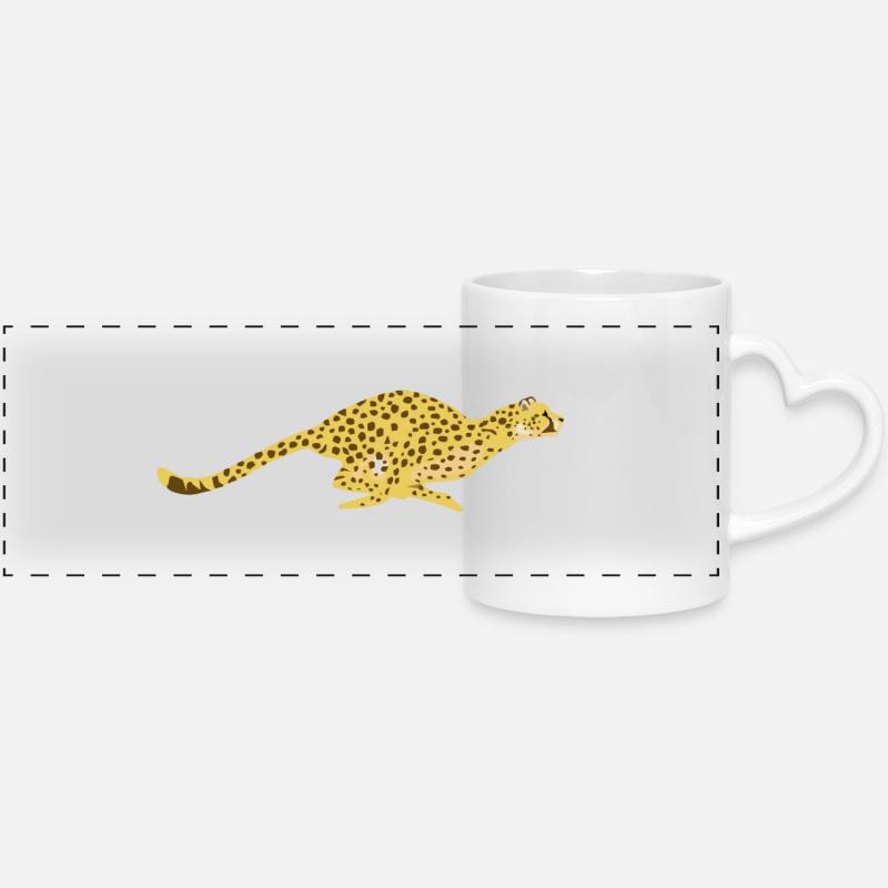 guépard - Mug panoramique avec anse en forme de cœur - blanc