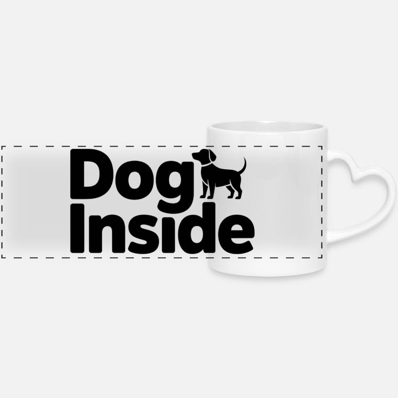 Dog Inside Silhouette - Panoramatasse mit Herzhenkel - Weiß