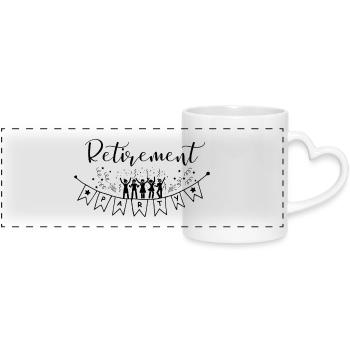 Bonne fête de départ à la retraite Bonjour la pension. - Mug panoramique avec anse en forme de cœur - blanc - Devant