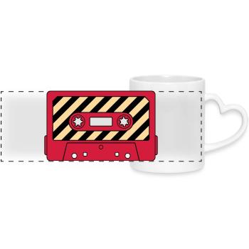 Cassette Retro Mixtape – Music Cult Motif - Panoramic mug with heart handle - white - Front