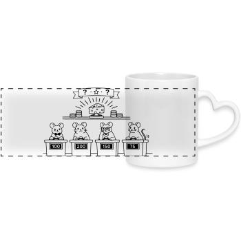 mice show quiz - Panoramatasse mit Herzhenkel - Weiß - Vorne