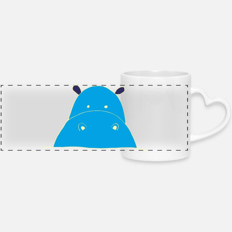 Hippopotame bleu hippopotame - Mug panoramique avec anse en forme de cœur - blanc