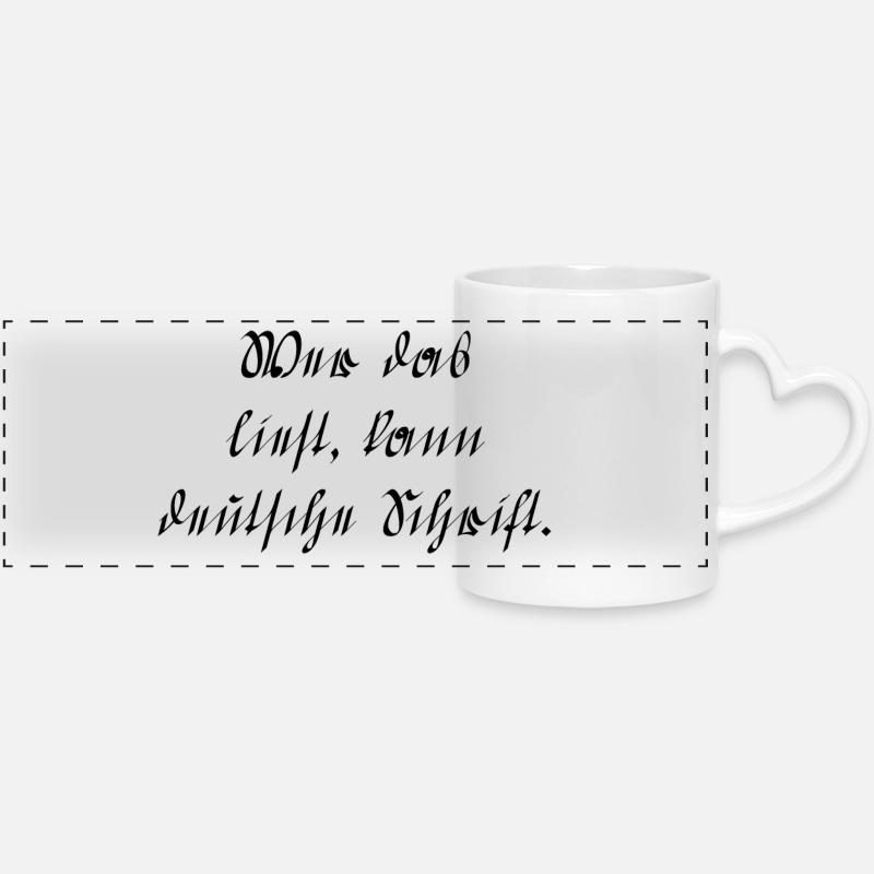 Écriture allemande - Mug panoramique avec anse en forme de cœur - blanc
