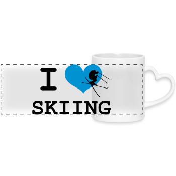 I Love Skiing - Panoramatasse mit Herzhenkel - Weiß - Vorne