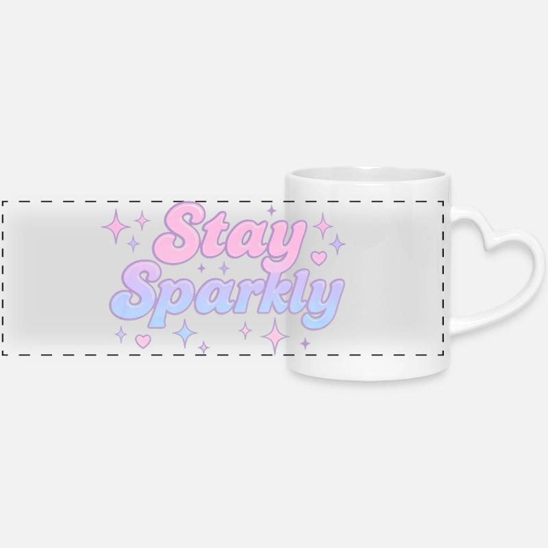 Stay Sparkly / Y2K Design - Panoramatasse mit Herzhenkel - Weiß