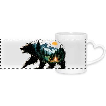 Aventure ursine: camping en montagne - Mug panoramique avec anse en forme de cœur - blanc - Devant