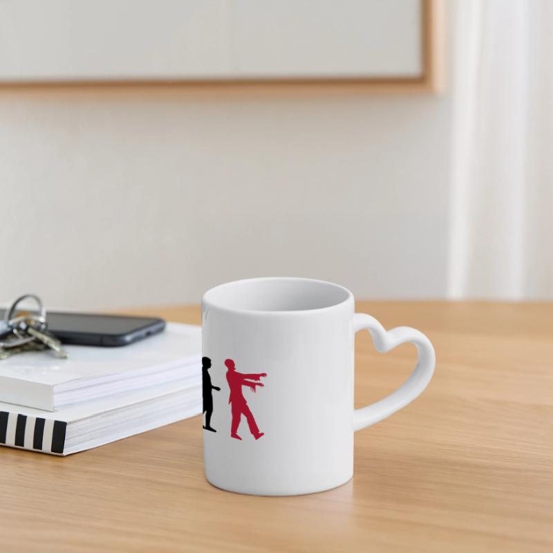 Zombie Evolution (two-color) Panoramic mug with heart handle