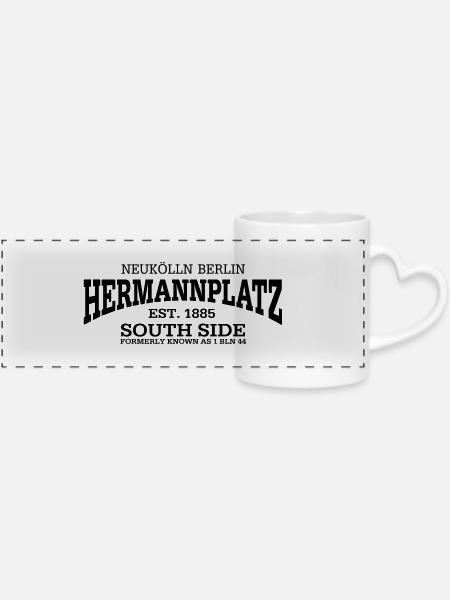 Hermannplatz Neukölln Berlin - Panoramatasse mit Herzhenkel - Weiß