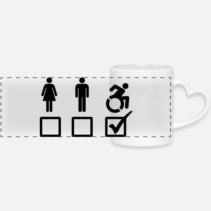 Wheelchair user is suitable # - Panoramic mug with heart handle - white