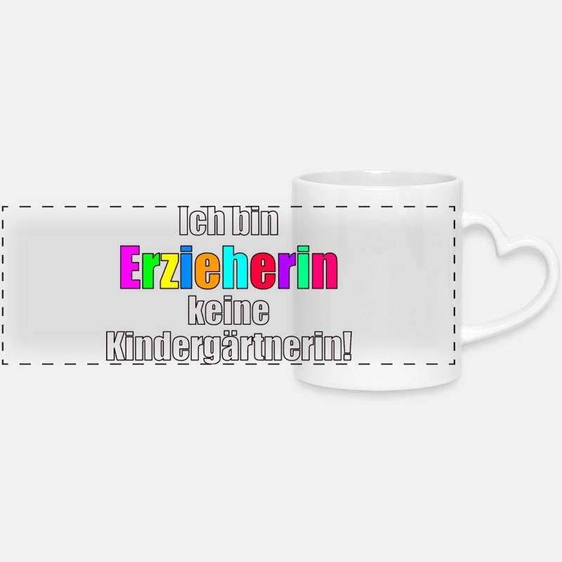 Erzieherin - Panoramatasse mit Herzhenkel - Weiß