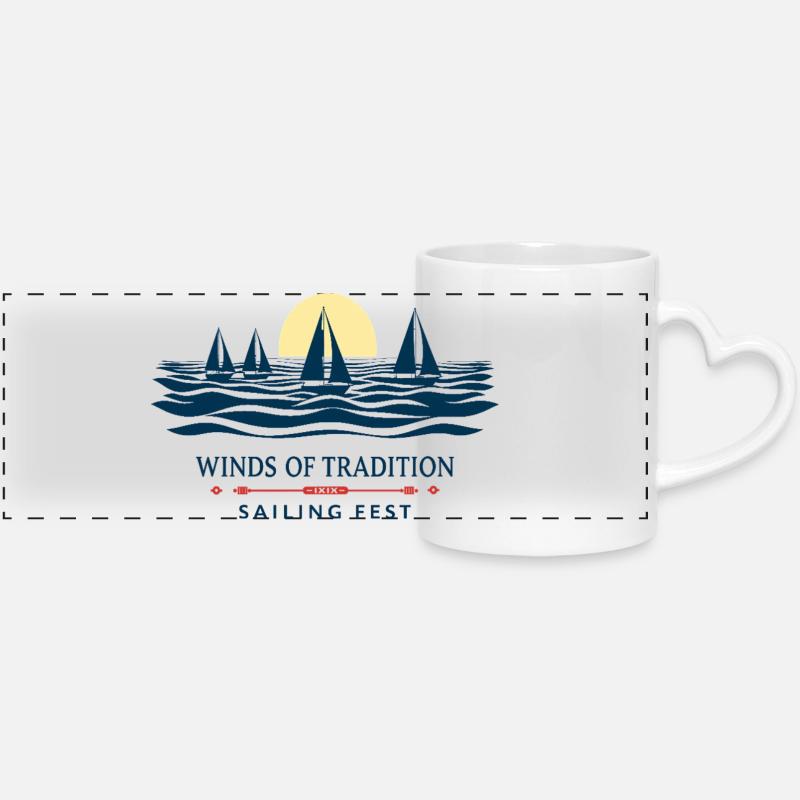 Sail Fest - Mug panoramique avec anse en forme de cœur - blanc