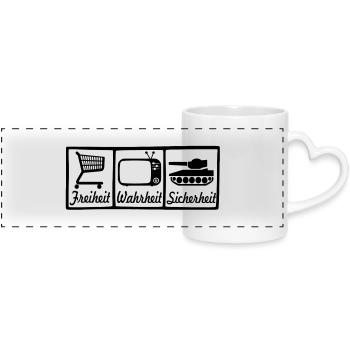 freedom true safety - Panoramic mug with heart handle - white - Front
