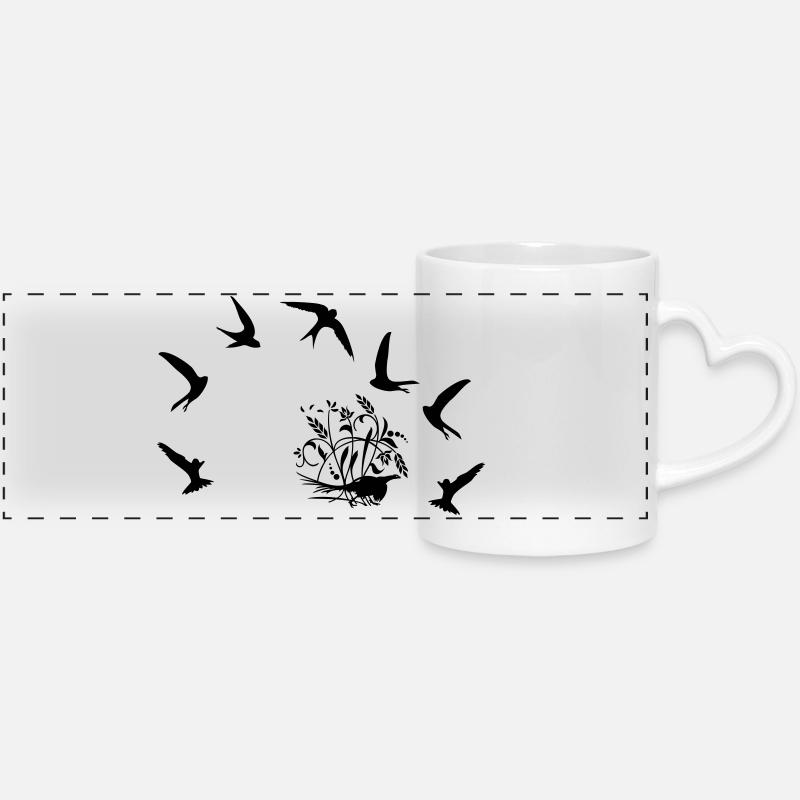 Fasan im Feld / pheasant n the field (1c) - Panoramic mug with heart handle - white