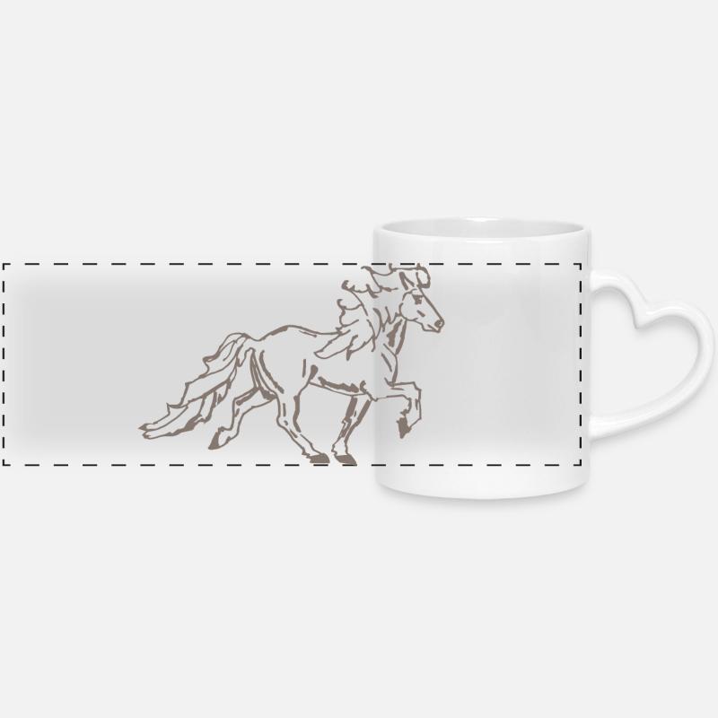 Noble Icelandic horse in tölt 7 - Panoramic mug with heart handle - white