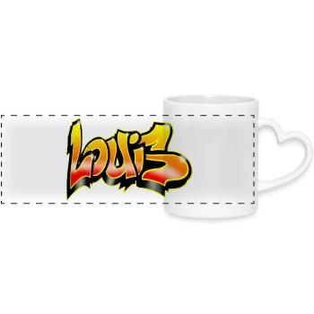 Louis Graffiti Yellow Red - Panoramic mug with heart handle - white - Front