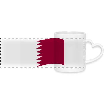 Qatar flag - Panoramic mug with heart handle - white - Front