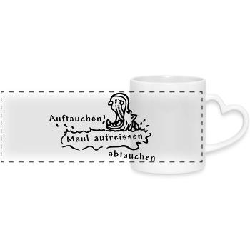 Hippo, Nilpferd, Spruch - Panoramatasse mit Herzhenkel - Weiß - Vorne