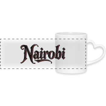 Nom de la ville de Naïrobi en style gothique - Mug panoramique avec anse en forme de cœur - blanc - Devant
