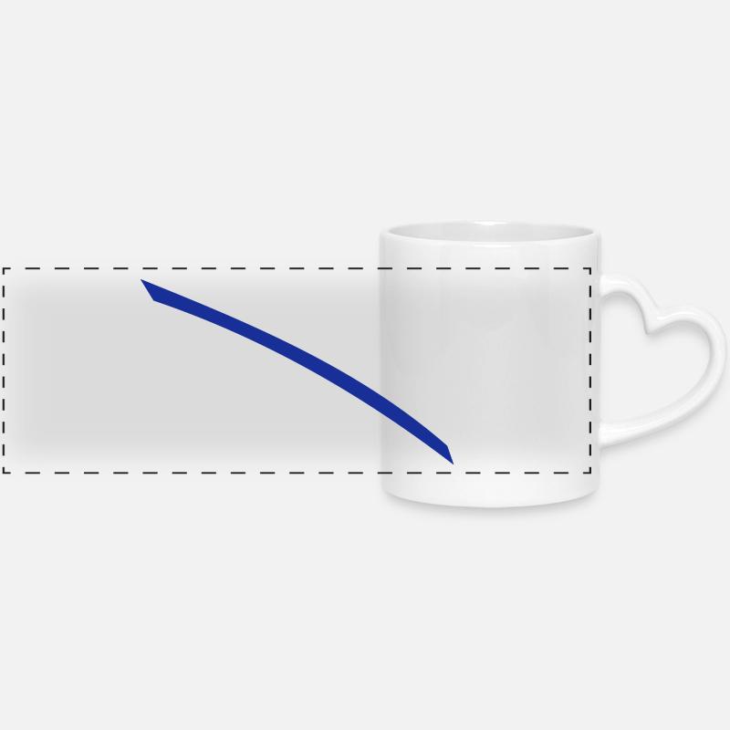 Blue line - Panoramic mug with heart handle - white