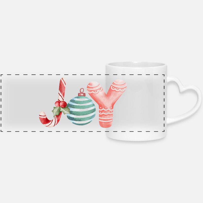 Joy Christmas Scripture Ornament - Panoramic mug with heart handle - white