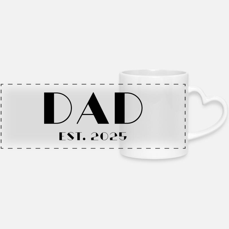 Dad Est 2025 - Panoramic mug with heart handle - white