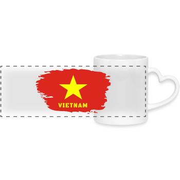 Vietnam Flagge / Geschenk Hanoi Asien Südostasien - Panoramatasse mit Herzhenkel - Weiß - Vorne