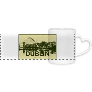 Impression vintage de Dublin Skyline - Mug panoramique avec anse en forme de cœur - blanc - Devant