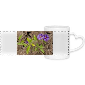 Lycianthes / Gentian Bush in Sepia - Panoramic mug with heart handle - white - Front