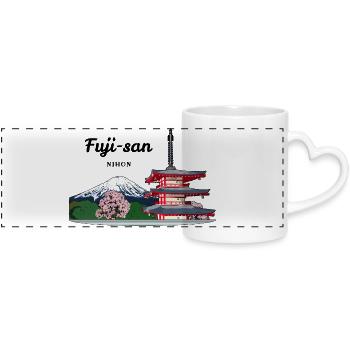 Mount Fuji, Japan, Pagoda - Panoramic mug with heart handle - white - Front