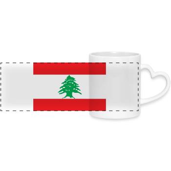 Libanon Flagge - Panoramatasse mit Herzhenkel - Weiß - Vorne