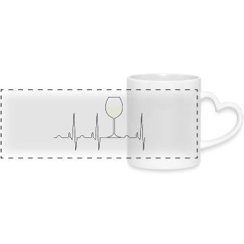 Battement de cœur du vin blanc - Mug panoramique avec anse en forme de cœur - blanc - Devant