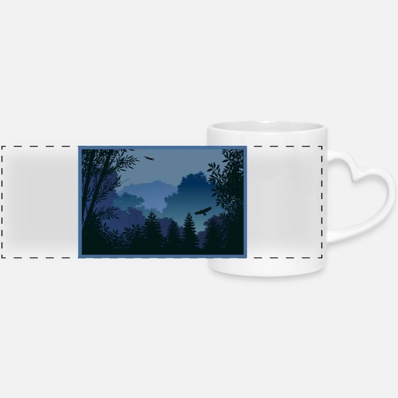 bos_in_avondschemering_met_arenden - Panoramic mug with heart handle - white