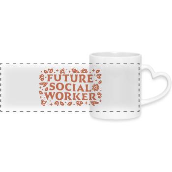 Futur travailleur social, diplomation, motivation des étudiants - Mug panoramique avec anse en forme de cœur - blanc - Devant