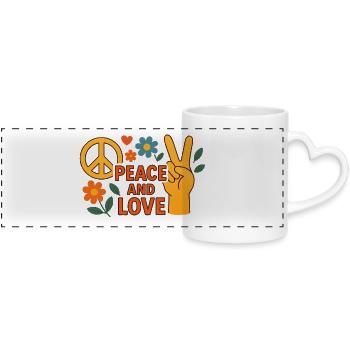 Paix et Amour Floral Rétro - Mug panoramique avec anse en forme de cœur - blanc - Devant