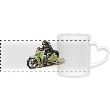 Schwalbe - Oldschool Biker IFA DDR - Mug panoramique avec anse en forme de cœur - blanc - Devant
