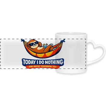 Lazy day in the hammock - Panoramic mug with heart handle - white - Front