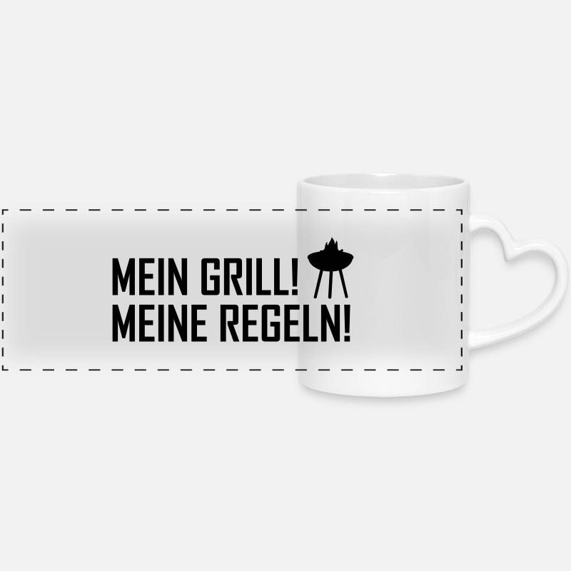 mein grill meine regeln - Mug panoramique avec anse en forme de cœur - blanc
