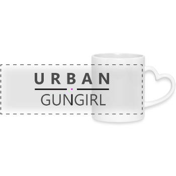 URBAN GUN GIRL - Logo Original - Panoramic mug with heart handle - white - Front