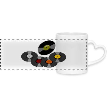 records - Panoramic mug with heart handle - white - Front
