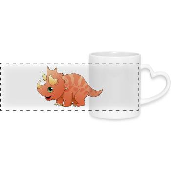 triceratops - Panoramic mug with heart handle - white - Front