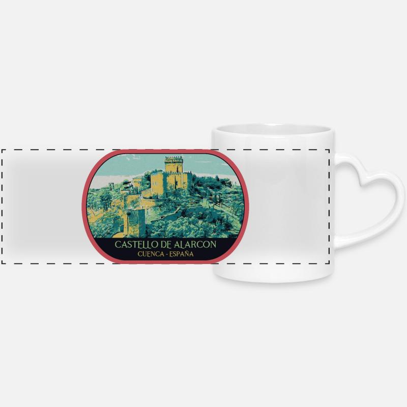 Alarcon Castle: Spanish Fairy Tale - Panoramic mug with heart handle - white