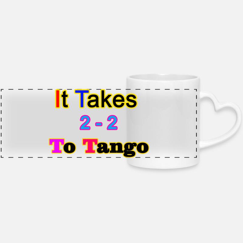 Il faut être 2 pour danser le tango - Mug panoramique avec anse en forme de cœur - blanc