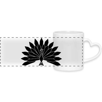 Le paon noir - Mug panoramique avec anse en forme de cœur - blanc - Devant