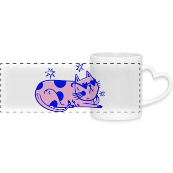 Chat élégant – Ambiance rétro détendue - Mug panoramique avec anse en forme de cœur - blanc - Devant