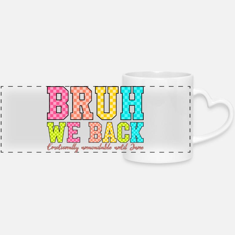 Blocky BRUH We Back Retro Design - Panoramic mug with heart handle - white