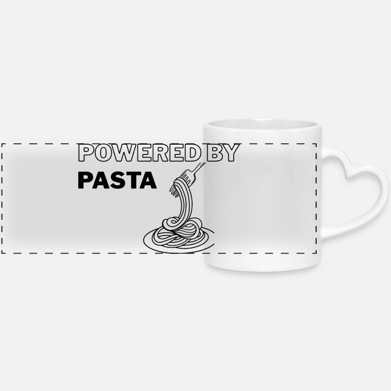 Propulsé par Pasta - Mug panoramique avec anse en forme de cœur - blanc