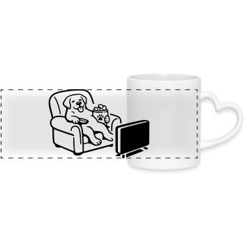 Dog Dog Chill Mode Chips Food TV TV - Panoramic mug with heart handle - white - Front