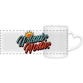 Holiday Mode Retro Summer Sun Design - Panoramic mug with heart handle - white - Front